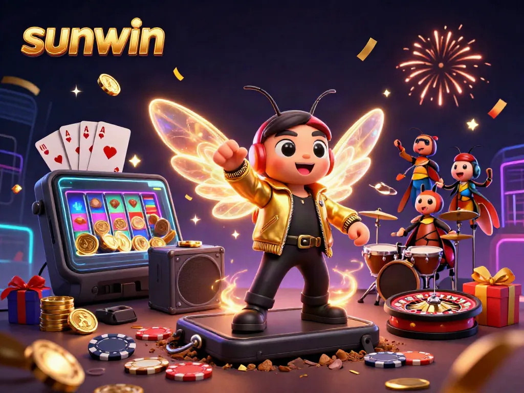 Engage with sunwin through a vibrant 3D illustration showcasing a cartoonic casino atmosphere, complete with exciting gaming elements.