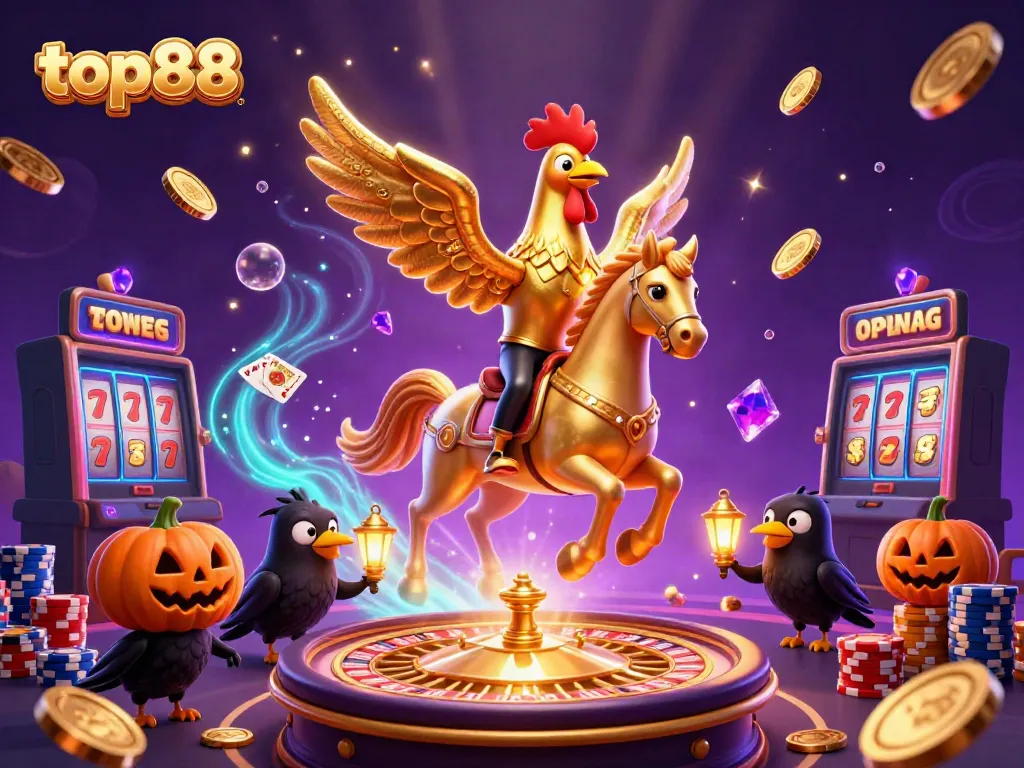 Experience top88 winning excitement in a vibrant casino scene filled with golden coins and lucky symbols.