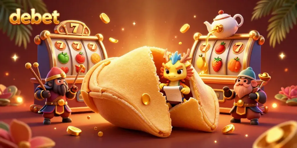Engage in thrilling entertainment with debet's vibrant 3D illustration showcasing exciting casino game elements.