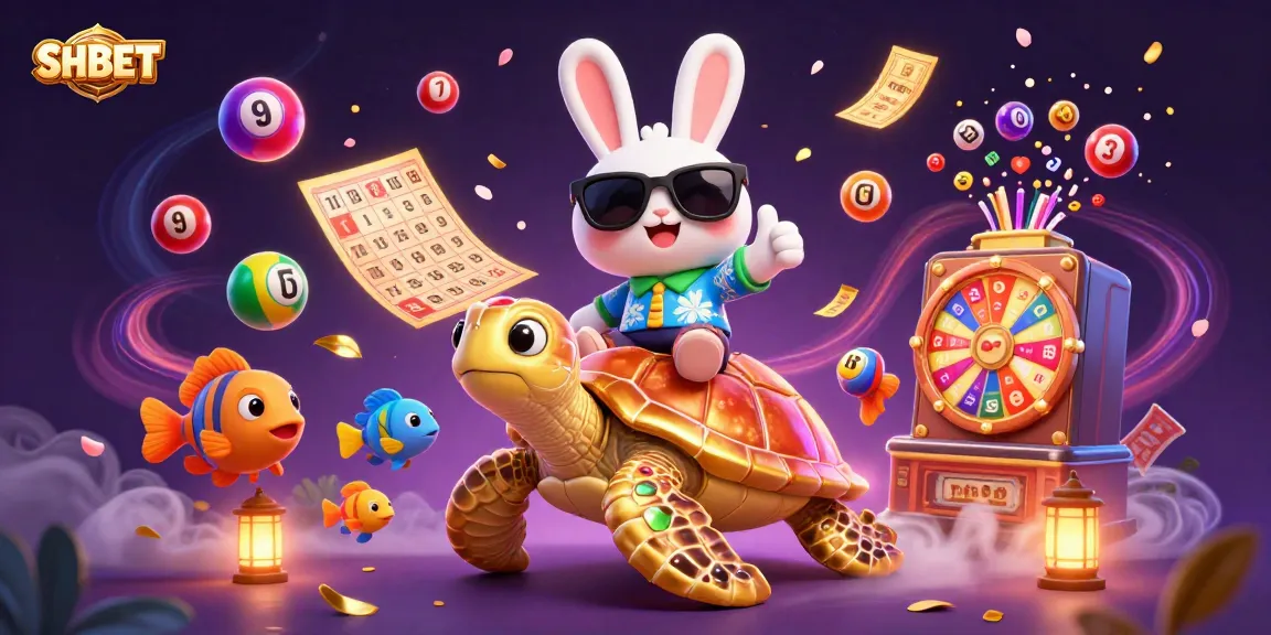 Experience the excitement of SHBET with vibrant lottery elements and a lucky rabbit motif.