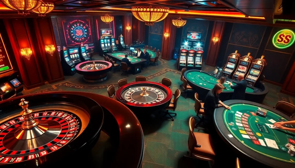 Experience thrilling bets at QH88 with vibrant casino visuals showcasing roulette and poker games.