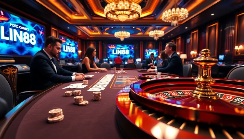 Experience high-stakes gaming at LINK VIN88 with vibrant poker action and luxurious casino ambiance.