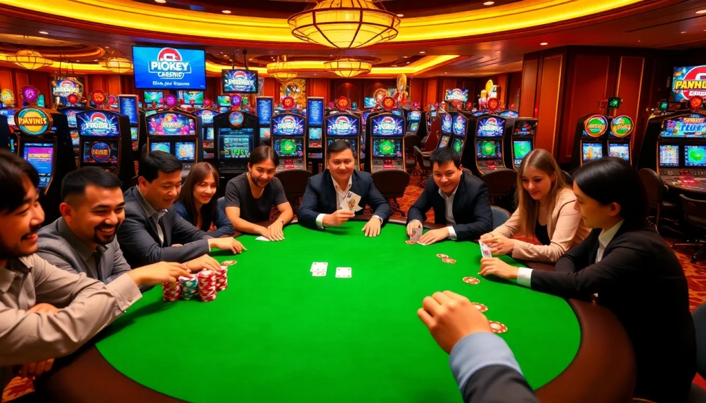 Experience the thrill of Hi88 with an exciting poker game scene and vibrant casino ambience.