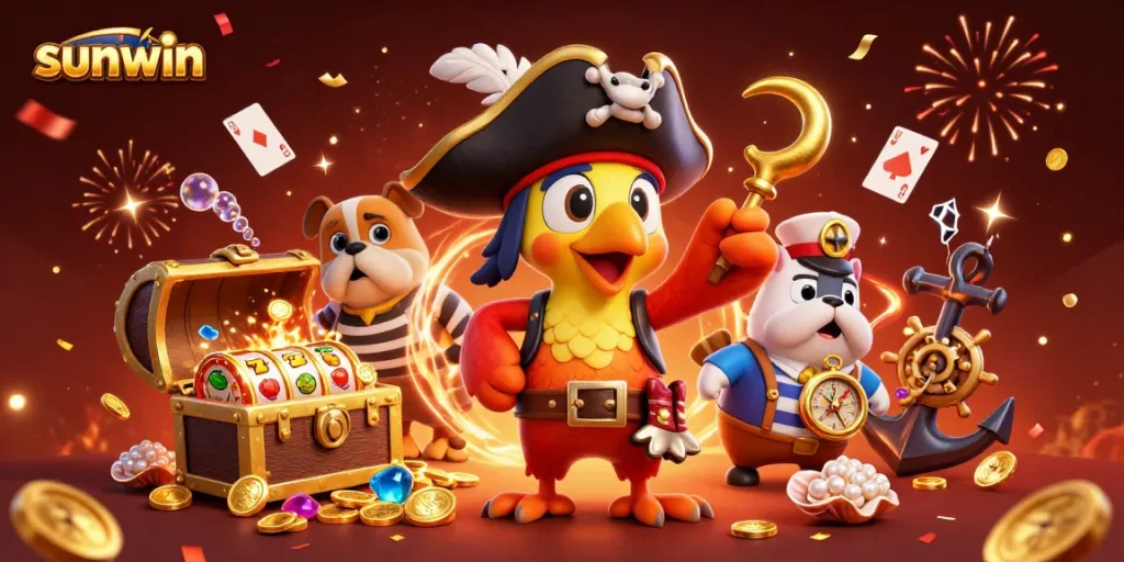 Experience the thrill of sunwin casino with vibrant characters and exciting slot games.