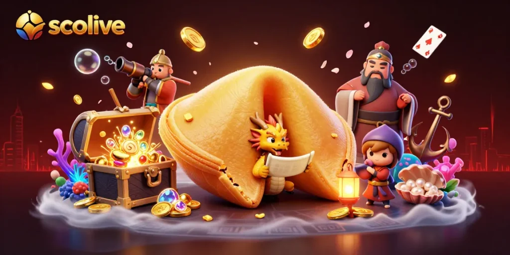 Socolive showcases a vibrant 3D scene of fortune and adventure with dynamic illustrations for engagement.