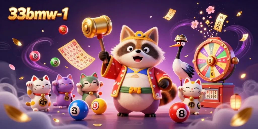 Engage in exciting lottery activities at 33bmw-1 with colorful balls and festive characters.