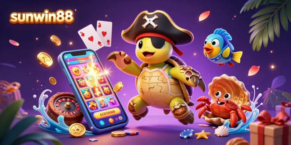 Win big at sunwin88 with vibrant gaming action featuring turtles and treasure.