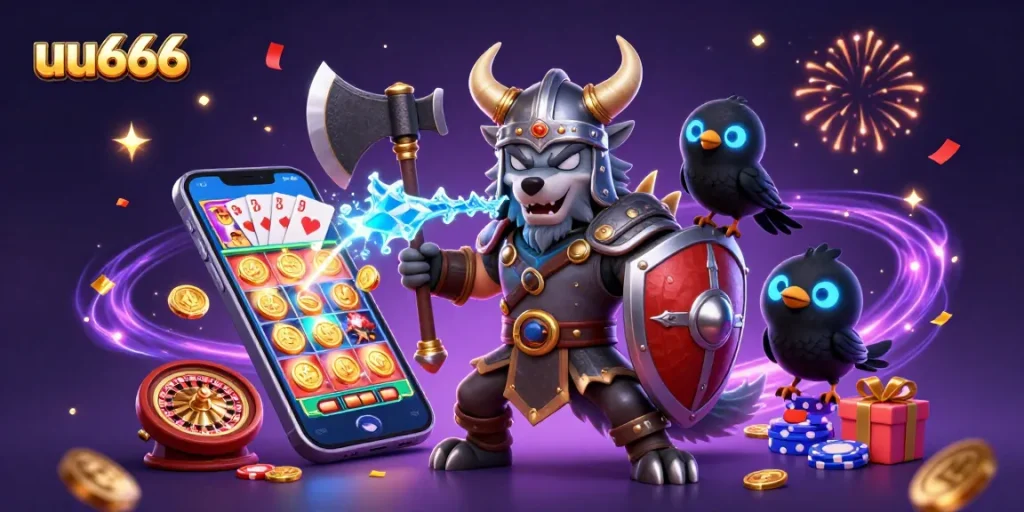 Experience thrilling slots and games at uu666 with vibrant characters in an action-packed scene